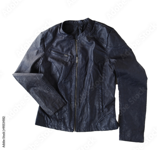 Blouson cuir bleu
