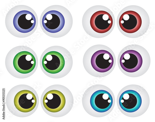 Vector cartoon eyes set isolated on white background