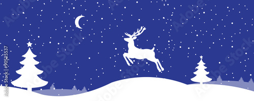 Christmas card with a deer in winter forest