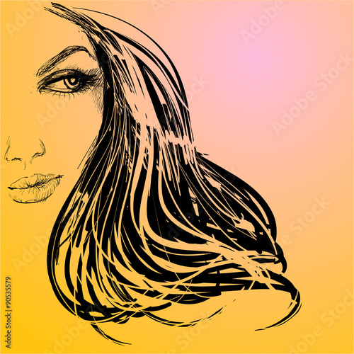 Vector stylish girl portrait