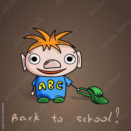 cartoon little schoolboy