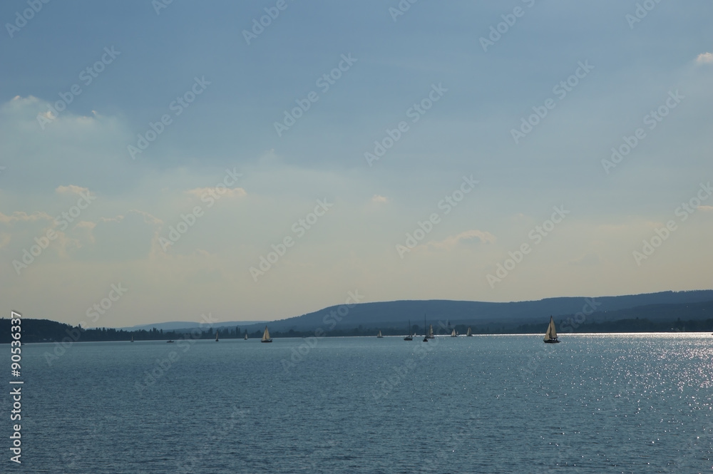 Balaton lake view, with sailboats