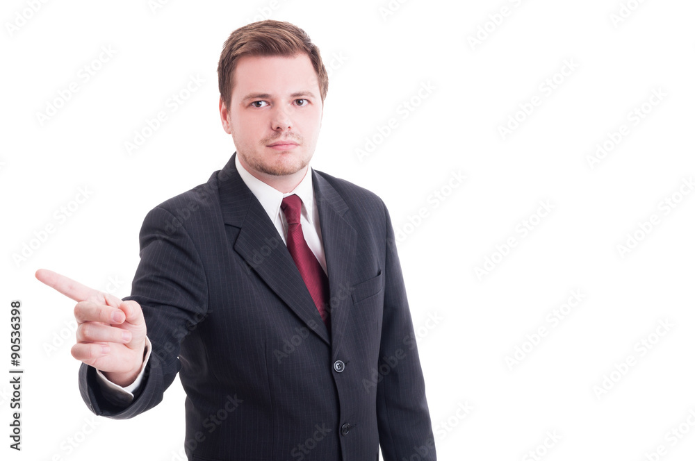Accountant or financial manager showing refuse, denial and rejec Accountant or financial manager showing refuse, denial and rejec