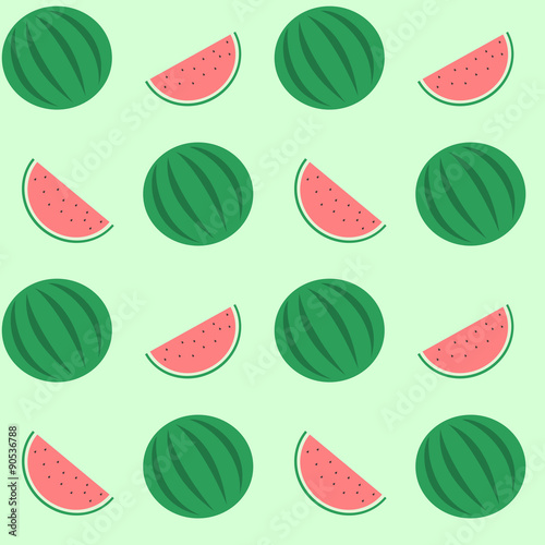 watermelon seamless vector pattern background illustration