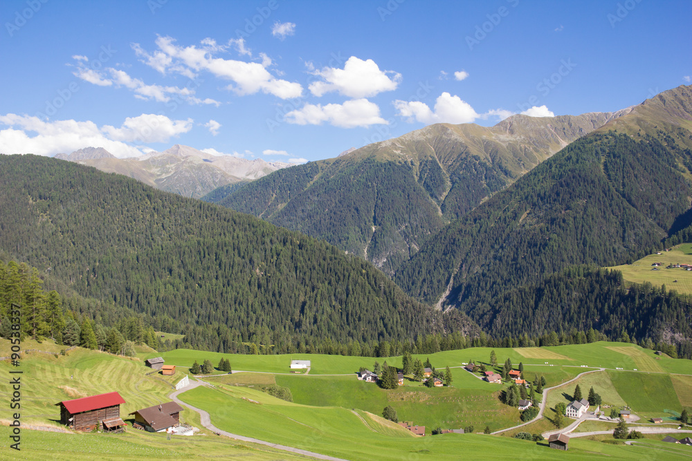Davos-Wiesen Graubünden Switzerland View In Summer