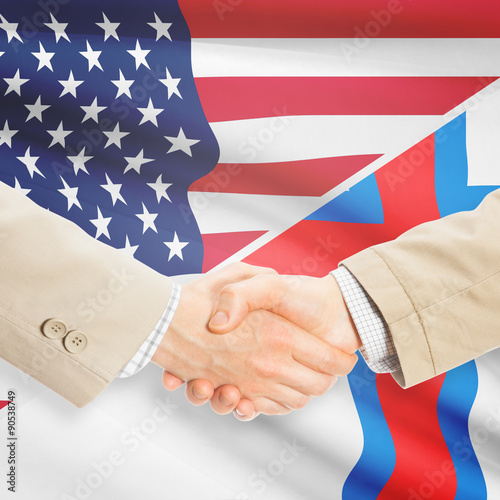 Businessmen handshake - United States and Faroe Islands
