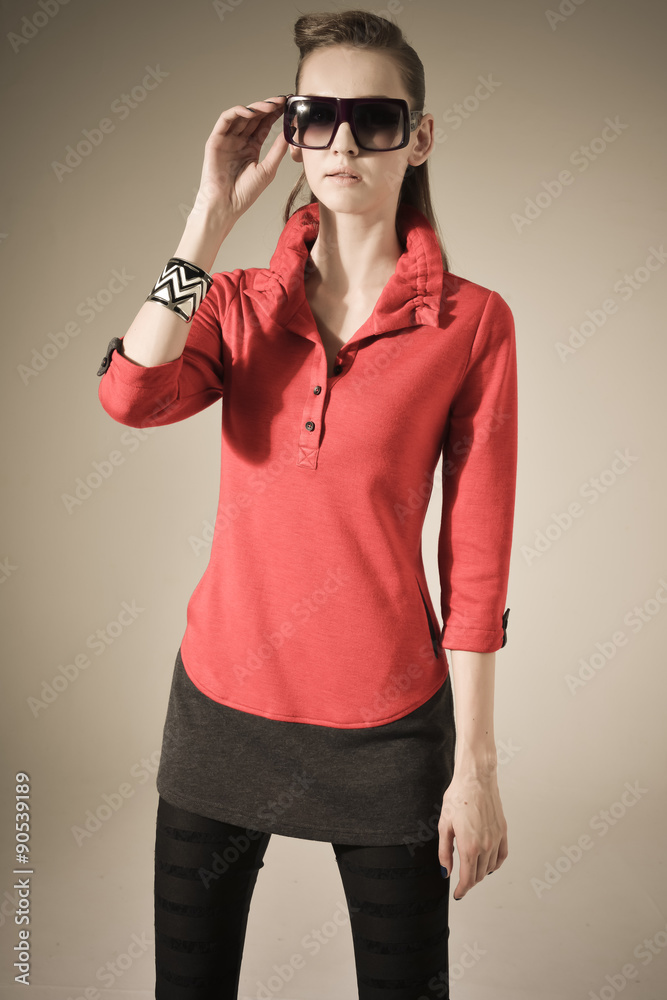 Vogue style beautiful young woman in sunglasses. Fashion photo Vogue style beautiful young woman in sunglasses. Fashion photo