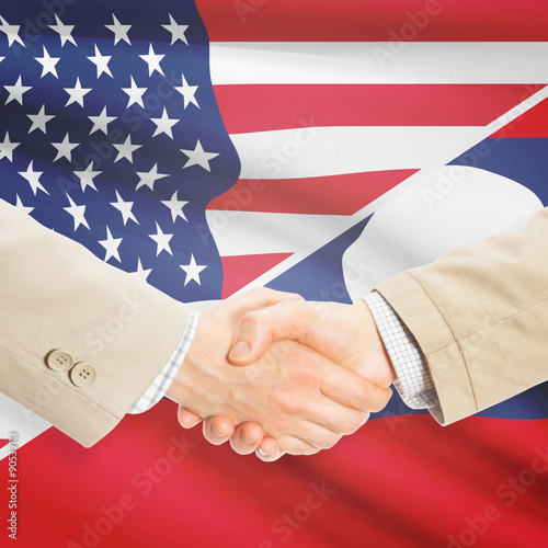 Businessmen handshake - United States and Laos