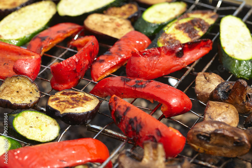 zucchini, eggplant, peppers and mushrooms prepared Grilled