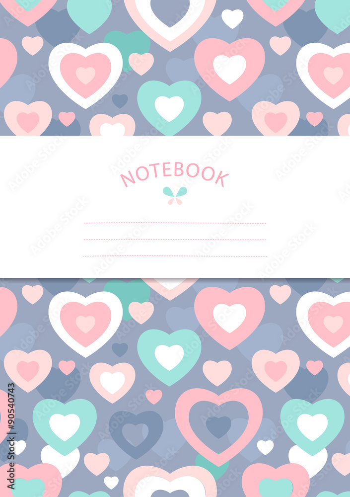 Notebook cover template with hearts