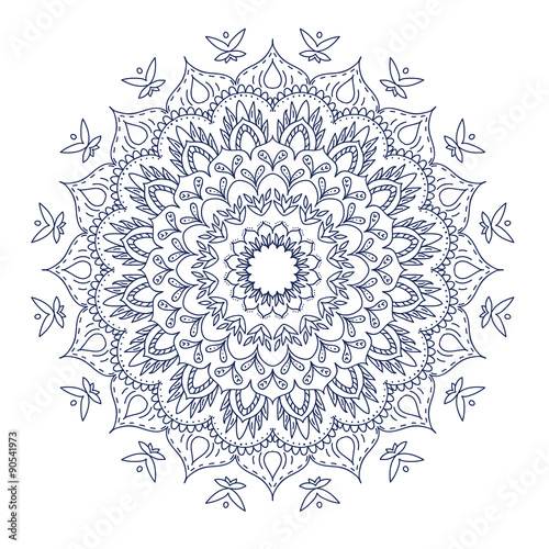 Fototapeta Naklejka Na Ścianę i Meble -  Mandala. Round Ornament Pattern. Vintage decorative elements. Hand drawn background. Islam, Arabic, Indian motifs.