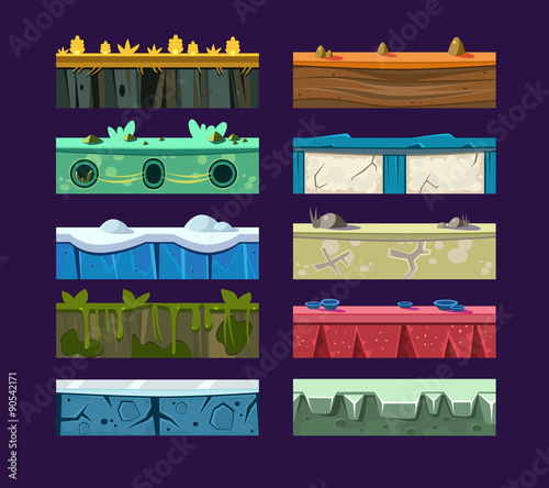Different materials and textures for the game. Vector flat 