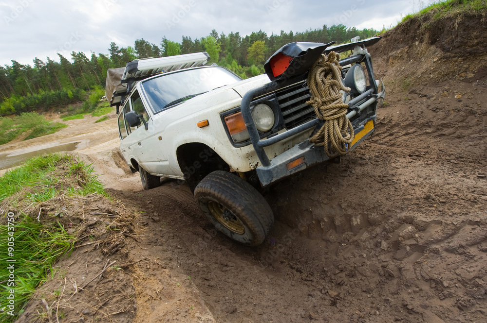 Four wheel drive on muddy track