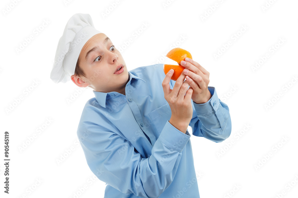Portrait of teen Cook. On white background. Portrait of teen Cook. On white background.