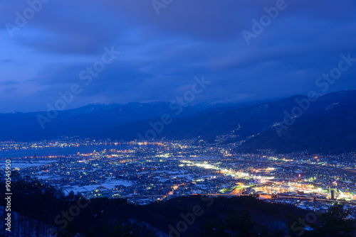 Cityscape of Suwa in Nagano, Japan