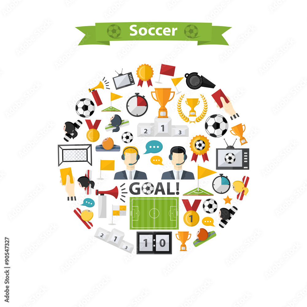Vector Soccer Icons set in circle