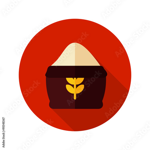 Sack of flour flat icon with long shadow