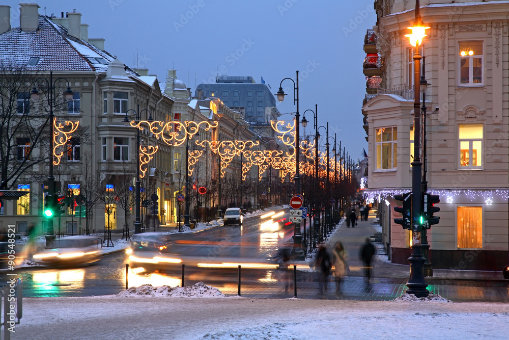 Gediminas Avenue in Vilnius. Lithuania