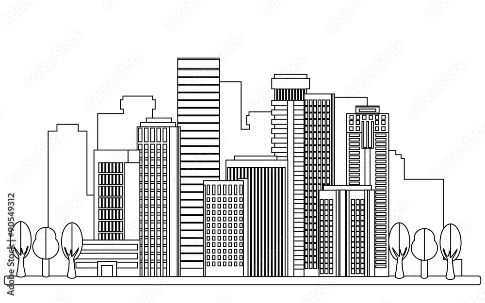City illustration in linear style