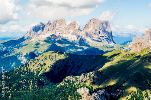 panoramic view of the Langkofel group  a massif in the Dolomites
