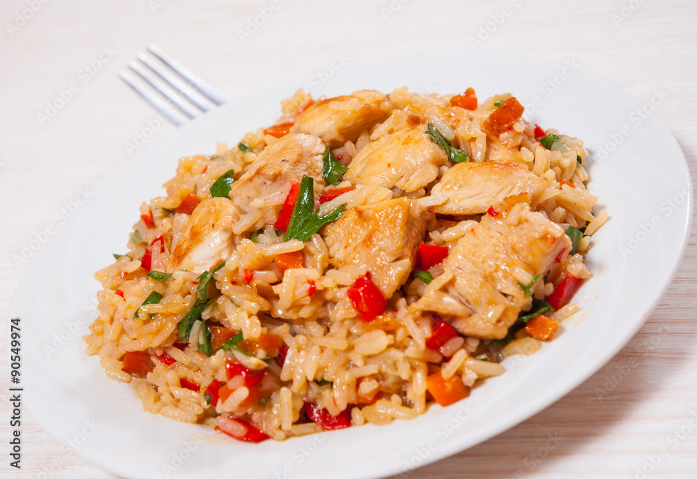 Chicken Breast with Rice and vegetables