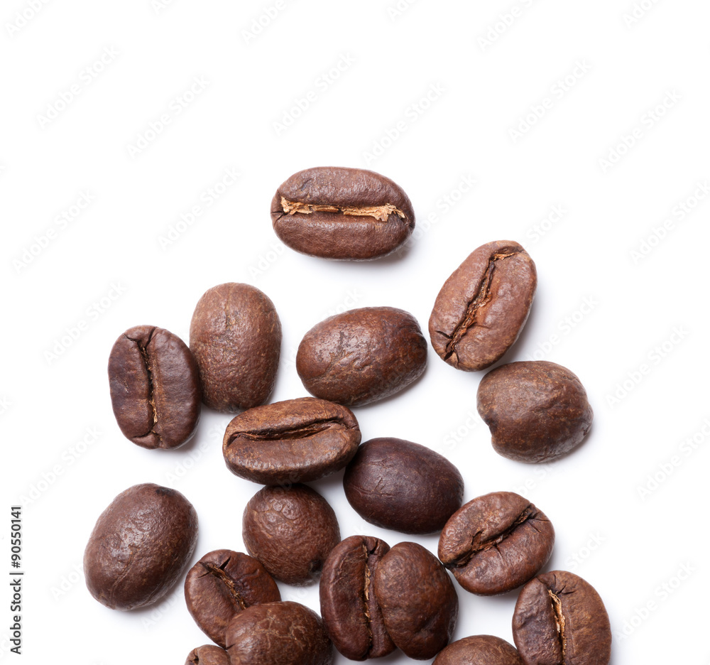 top view on roasted coffee beans top view on roasted coffee beans