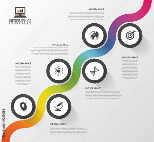 Abstract colorful business path. Timeline infographic template. Vector illustration