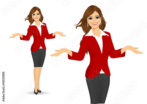 businesswoman showing something
