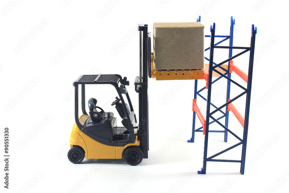 Photo Accident Rack Accident of Electrical forklift and rack isolated on a white bac Stock ...
