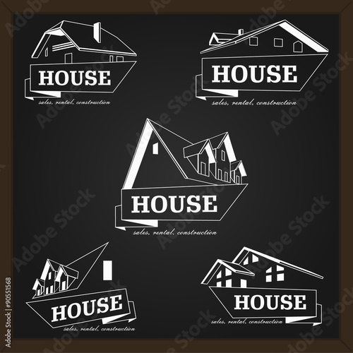 House logo template. Realty theme icon. Building vector silhouette.