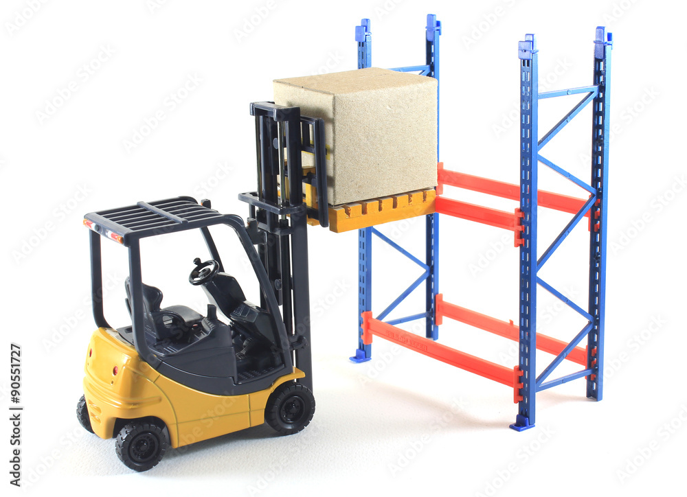 Photo Accident Rack Accident of Electrical forklift and rack isolated on a white bac Stock ...