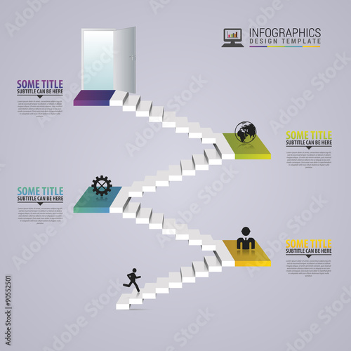 Business staircase. infographic design template. Vector illustration