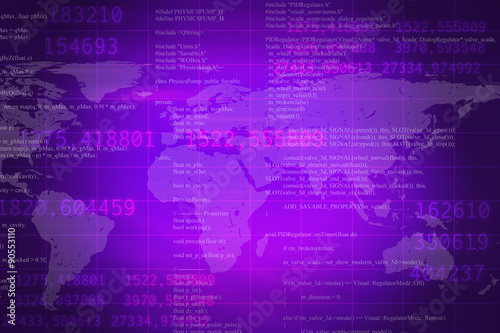 Purple abstract background with world map