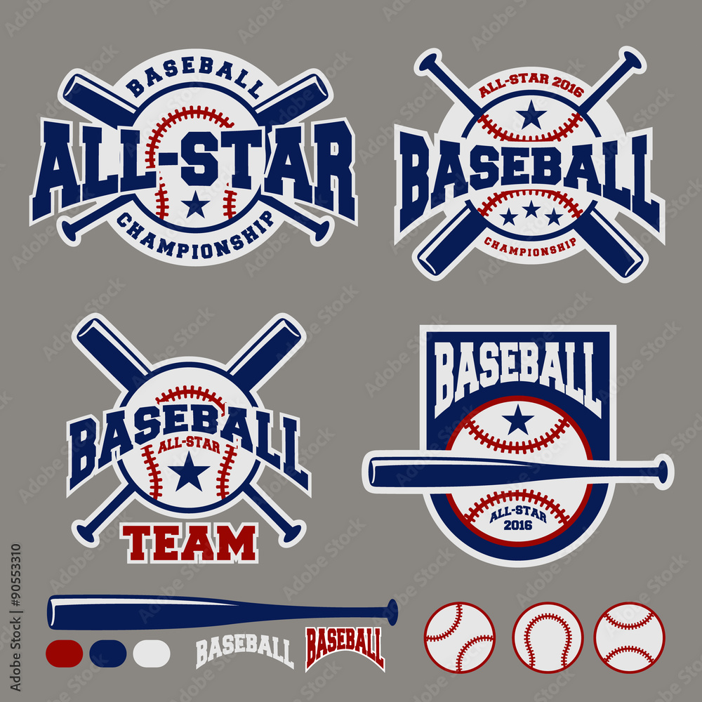 Fototapeta Projektowanie logo odznaki baseballowej Do logo, odznaki, banera, godła, etykiety, insygniów, ekranu koszulki i nadruku