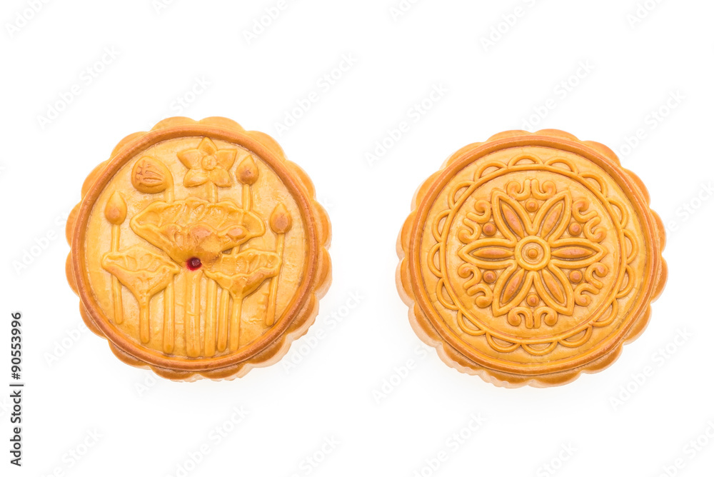 Moon cakes isolated on white background Moon cakes isolated on white background