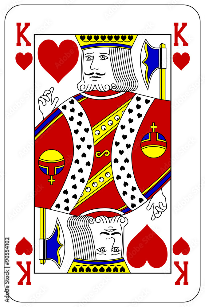 Poker playing card King heart