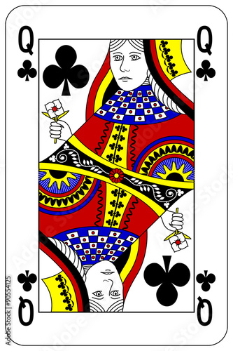 Poker playing card Queen club