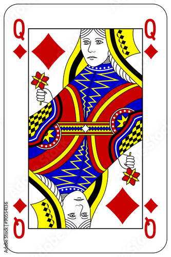 Poker playing card Queen diamond
