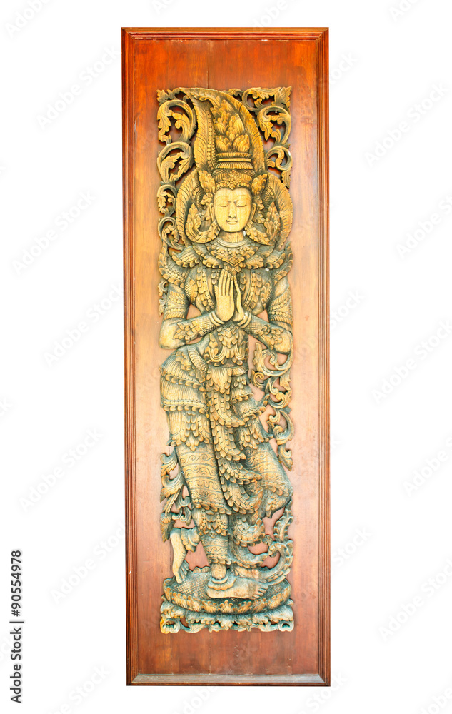 Ancient art pattern on the wooden door in Thai temple Ancient art pattern on the wooden door in Thai temple