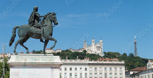 Quadro su tela Statue équestre Louis XIV à Lyon, place Bellecour