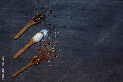 Wooden spoons with condiment