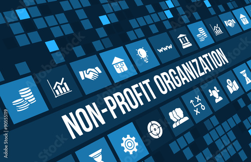 Non-profit organization  concept image with business icons and copyspace.