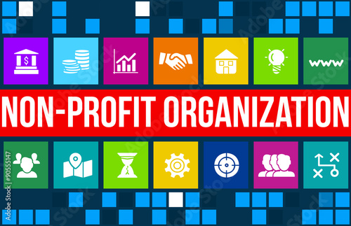 Non-profit organization  concept image with business icons and copyspace.