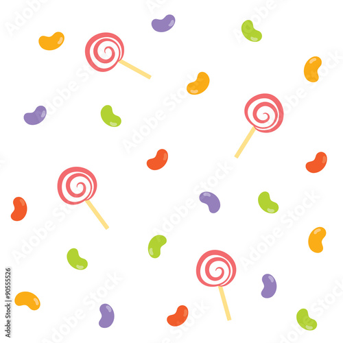 Cute lollipop candy seamless background.