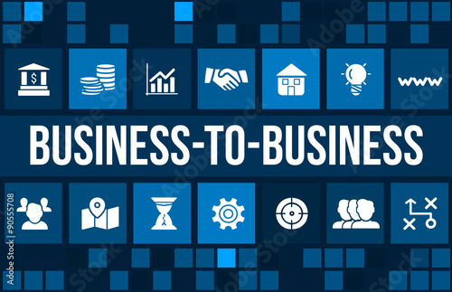 B2B (Business-to-business) concept image with business icons and copyspace.
