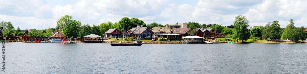 Galves lake,Trakai old city old houses view Galves lake,Trakai old city old houses view