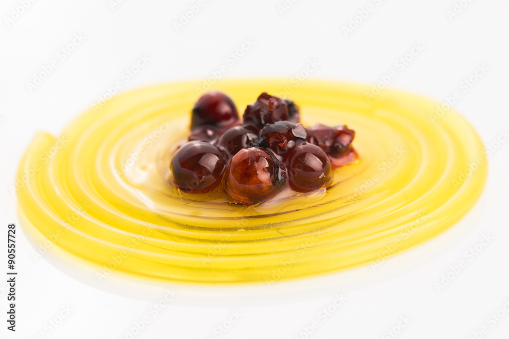 molecular fruit spaghetti with rowan in syrup molecular fruit spaghetti with rowan in syrup