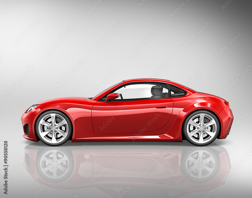 Naklejka premium 3D Sport Car Vehicle Transportation Illustration Concept