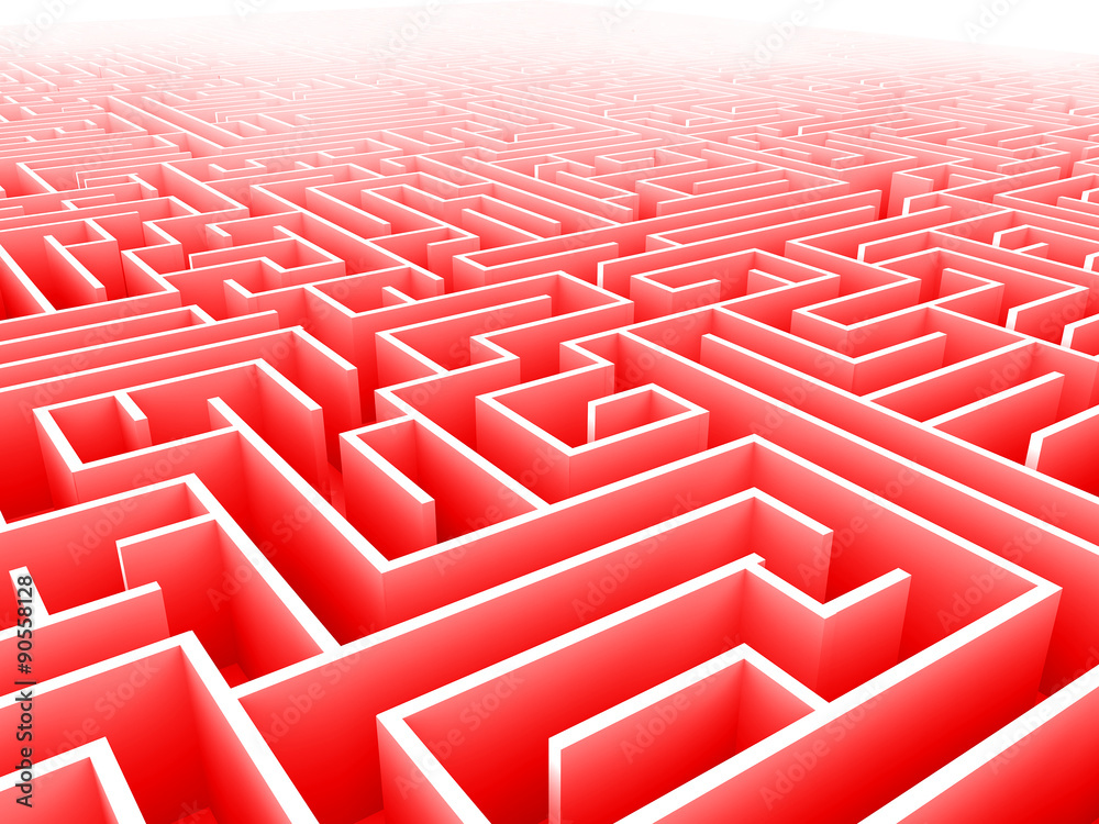 red endless maze 3d illustration