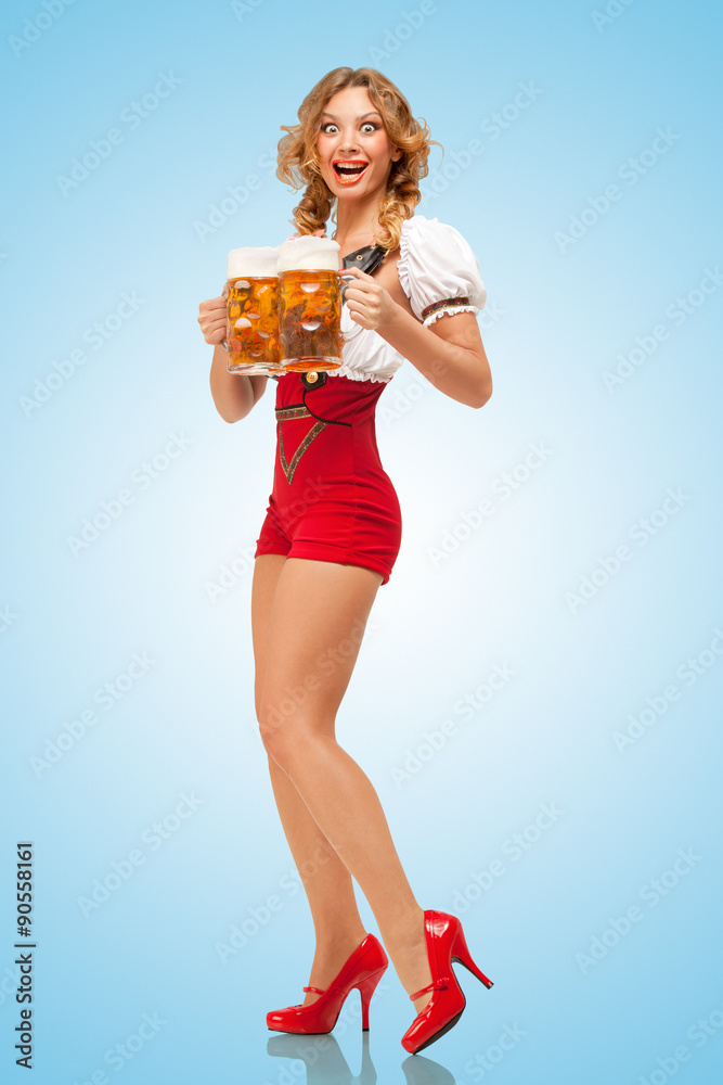 Excited waitress. Excited waitress.